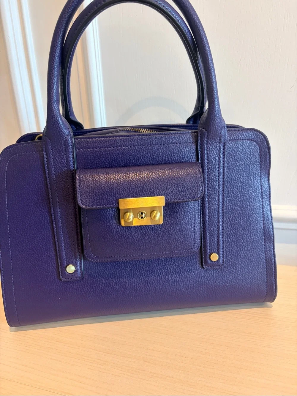 3.1 Phillip Lim for Target Deep Purple Top-Handle Satchel with Gold Hardware